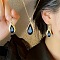 Teardrop Alloy Rhinestone Pendant Necklaces & Dangle Earrings Sets for Women, Golden, Necklaces: 450mm; Earring: 24x15mm