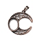 Moon Brass Pendant Cabochon Settings, Red Copper, Tray: 18mm, 36.5x32.5x4.5mm, Hole: 8mm