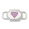 Rack Plating Brass Micro Pave Clear & Orchid Cubic Zirconia Heart Mask Connector Charms, Long-Lasting Plated, Lead Free & Cadmium Free, Platinum, 30.5x14.5x2.5mm, Hole: 7.5x4mm