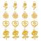 80Pcs 4 Style Alloy Pendants, Heart with Rose & Flower, Golden, 18.5~25.5x10.5~17.5x2.5~3mm, Hole: 1.5~2.5mm, 20pcs/style