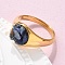 Round Natural Lapis Lazuli Chips Finger Rings, 304 Stainless Steel Rings, Real 18K Gold Plated, 10.5mm, Inner Diameter: 17mm
