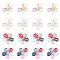 4 Sets Wire Wrapped Glass Pendants, with Brass Findings, Flower, Mixed Color, 30.5x29x5mm, Hole: 2mm, 4pcs/set