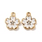 Alloy Enamel Pendants, with Rhinestone, Golden, Flower Charm, White, 16x12.5x3mm, Hole: 1.8mm