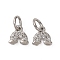 Brass Micro Pave Cubic Zirconia Pendants, Rainbow Charms, with Jump Ring, Long-Lasting Plated, Cadmium Free & Lead Free, Rack Plating, Platinum, 7x7x1.5mm, Hole: 3mm