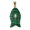 Synthetic Malachite & Synthetic Turquoise Carved Pendants, Fish Charms with Brass Bails, Golden, 35x17.5x7.5~8mm, Hole: 4.3x6.5mm