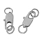 Lead Free and Nickel Free Brass Lobster Claw Clasps, with Jump Rings, Platinum, 22x6.5x2.5mm, Hole: 4mm