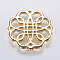 Brass Filigree Joiners Links, Long-Lasting Plated, Lead Free & Cadmium Free, Flower, Golden, 21x1.5mm, Hole: 0.5mm
