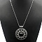 Alloy Rhinestone Pendant Necklaces, Platinum, Flat Round