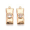 Brass Micro Pave Cubic Zirconia Pendants, Cadmium Free & Nickel Free & Lead Free, Rectangle, Real 18K Gold Plated, 20.9x8.5x3mm, Hole: 1.2mm