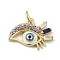 Brass Micro Pave Cubic Zirconia Pendants, Cadmium Free & Nickel Free & Lead Free, with Glass and Enamel, with Jump Ring, Real 18K Gold Plated, Eye, Colorful, 12.5x16.5x2.5mm, Hole: 3mm