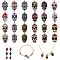 3 Style Alloy Enamel Pendants & Links Connectors, Skull, Mixed Color, 24pcs/box