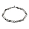 Non-Tarnish 201 Stainless Steel Column Link Chain Bracelet, 304 Stainless Steel Clasps, Stainless Steel Color, 8-7/8 inch(22.5cm)