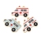 Alloy Enamel Pendants, Cadmium Free & Nickel Free & Lead Free, Rack Plating, Golden, Ambulance Charm, Mixed Color, 22x30.5x2mm, Hole: 1.8mm