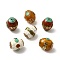 Brass Beeswax Beads, with Synthetic Turquoise, Column, Antique Golden, 27~29x23.5~24x23.5~24.5mm, Hole: 2mm