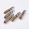 Natural Unakite Big Pointed Pendants, with Alloy Findings, Faceted, Bullet, Platinum, 59~63x11~12mm, Hole: 4x7mm