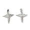 Brass Pendants, Wand with Wing, Platinum, 16.5x17x3mm, Hole: 3x4.5mm