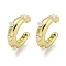 Ring Rack Plating Brass Cuff Earrings, Plastic Imitation Pearl Earrings for Women, Cadmium Free & Lead Free, Long-Lasting Plated, Real 18K Gold Plated, 13~14x3mm