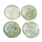 Green Watermelon Stone Glass Beads, Flat Round, 35~36.5x7.5mm, Hole: 1.2mm