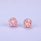 Printed Round Silicone Focal Beads, Pink, 15x15mm, Hole: 2mm