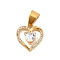 304 Stainless Steel Crystal Rhinestone Pendants, Heart Charm, Golden, 17x16x4mm, Hole: 7x5mm