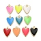 Brass Enamel Pendants, with Jump Ring, Rack Plating, Long-Lasting Plated, Lead Free & Cadmium Free, Real 18K Gold Plated, Heart Charm, Mixed Color, 21x17x2mm, Hole: 3.2mm