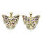 Brass Micro Pave Cubic Zirconia Pendants, with Brass Snap on Bails, Nickel Free, Butterfly, Real 16K Gold Plated, Colorful, 19x23x3mm, Hole: 5x3mm