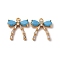 Brass Micro Pave Cubic Zirconia Pendants, Cadmium Free & Nickel Free & Lead Free, Bowknot, Deep Sky Blue, 15.5x14x3.5mm, Hole: 1.4mm