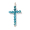 Natural Apatite Faceted Round Beads Pendants, with Silver Color Plated Brass Findings, Cross Charms, 41.5~43x21~23x5~6mm, Hole: 2x3.5mm