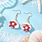 Shell Shape 304 Stainless Steel Dangle Earrings, with Shell Pendants & Cylinder Seed Bead & Shell Pearl Bead, Crimson, 46x25mm