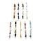 Faceted Round Natural Mixed Gemstone & Potato Natural Cultured Freshwater Pearl Beaded Connector Charms, with Copper Wire Loops, Light Gold, 41~43.5x5~5.5x3.8mm, Hole: 1.8mm