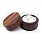Round Wood Couple Ring Storage Boxes, Wooden Wooden Wedding Ring Gift Case with Velvet Inside, for Wedding, Valentine's Day, White, 5x3.5cm