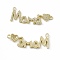 Rack Plating Brass Micro Pave Clear Cubic Zirconia Connector Charms, Mother's Day Links Word Mama with Heart for Women, Cadmium Free & Lead Free, Long-Lasting Plated, Real 18K Gold Plated, 14x39x2.5mm, Hole: 1.6mm and 1.8mm
