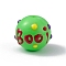 Opaque Painted Glass Beads, Hand Drawn Beads, Round with Handmade Enamel Smearing BOOi, Lime Green, 13.5x13mm, Hole: 1.4mm