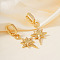 Brass Clear Cubic Zirconia Star Hoop Earrings, Golden, 50x21mm