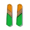 Transparent Resin & Walnut Wood Pendants, Hexagon Charms, Lime Green, 49x12x3.5mm, Hole: 2mm