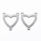 Tarnish Resistant 304 Stainless Steel Chandelier Component Links, 3 Loop Connectors, Heart, Stainless Steel Color, 16.5x15x1mm, Hole: 1.2mm
