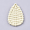 Resin Pendants, Imitation Woven Rattan Pattern, Teardrop, Cornsilk, 47.5~49.5x32~33x4~5mm, Hole: 2mm