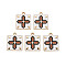 Alloy Enamel Pendants, Cadmium Free & Lead Free, Light Gold, Square, White, 23.5x19x2.5mm, Hole: 2mm