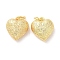 Rack Plating Brass Charms, with Jump Ring, Cadmium Free & Lead Free, Long-Lasting Plated, Puffed Heart Charm, Textured, Golden, 13x11x5.5mm, Hole: 3.8mm
