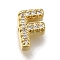 Rack Plating Brass Micro Pave Clear Cubic Zirconia Beads, Long-Lasting Plated, Cadmium Free & Lead Free, Real 18K Gold Plated, Letter F, 8x5.5x3mm, Hole: 0.8mm