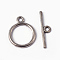 Tibetan Style Toggle Clasps, Lead Free & Cadmium Free & Nickel Free, Ring, Antique Silver, Size: Ring: about 15mm in diameter, 2mm thick, hole: 2mm, Bar: 21mm long, hole: 2mm