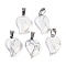 Natural Howlite Heart Pendants, Love Heart Charms with 304 Stainless Steel Snap on Bails, Stainless Steel Color, 22.5x15.5x6mm, Hole: 6x3.5mm