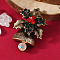 Christmas Theme Zinc Alloy Rhinestone Brooches for Backpack Clothes, Christmas Bell