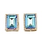 Brass Micro Pave Cubic Zirconia Multi-Strand Links, with Sky Blue Glass, Rack Plating, Cadmium Free & Lead Free, Long-Lasting Plated, Real 18K Gold Plated, Rectangle, 17x13x9mm, Hole: 5x2.5mm and 3.5x3.5mm and 6.5x3mm