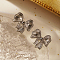 Stainless Steel Bowknot Stud Earrings for Women, Silver, 24x20mm