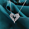 Heart Brass Full Crystal Rhinestone Pendant Necklaces for Women, Platinum, 15.75 inch(40cm)