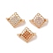 Brass Micro Pave Cubic Zirconia Spacer Bars, Nickel Free, Rhombus, Golden, Mixed Color, 9.5x11.5x6.5mm, Hole: 1.5mm