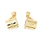 Rack Plating Brass Micro Pave Clear Cubic Zirconia Pendants, Cadmium Free & Lead Free, Cup & Word Coffee, Real 18K Gold Plated, 11x16x10mm, Hole: 5x3.5mm