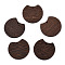 Natural Wenge Wood Pendants, Undyed, Gap Flat Round Charms, Coconut Brown, 34x37x3.5mm, Hole: 2mm