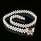 White Acrylic Imitiaotn Pearl Beaded Elastic Chain Belts with Alloy Buckles, Golden, Butterfly, 600~800x20~30mm